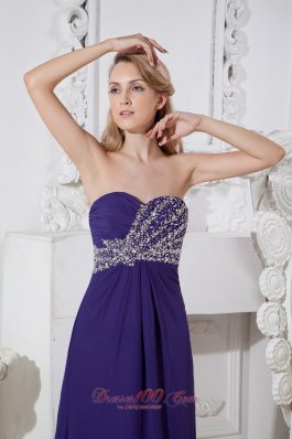 Beading Purple Sweetheart Prom Dress Court Train