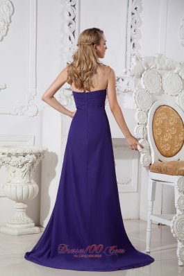 Beading Purple Sweetheart Prom Dress Court Train