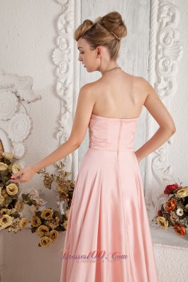 Brush Baby Pink Front Slit Prom Dress Beaded