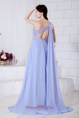 Watteau Lilac High Split One Shoulder Prom Dress