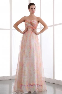 Ruched Printing Colorful Prom Dress Sweetheart