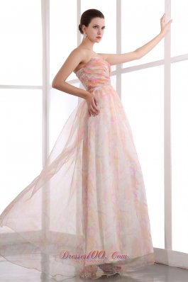 Ruched Printing Colorful Prom Dress Sweetheart