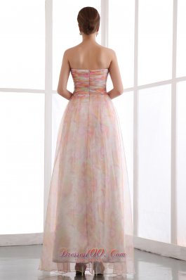 Ruched Printing Colorful Prom Dress Sweetheart