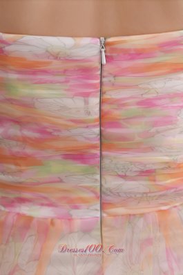 Ruched Printing Colorful Prom Dress Sweetheart