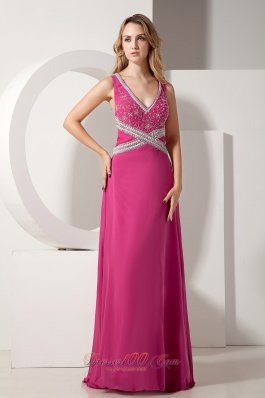 V-neck Beading Chiffon Prom dress with Appliques