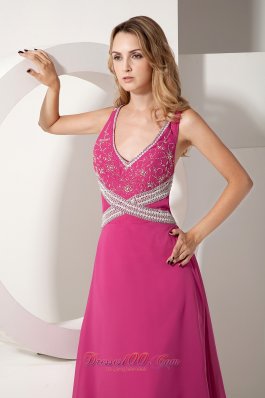 V-neck Beading Chiffon Prom dress with Appliques