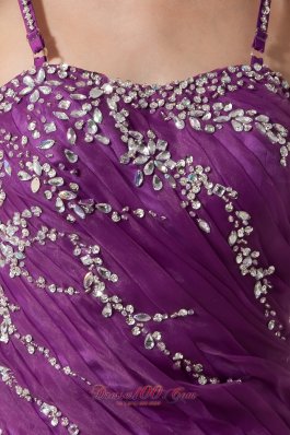 Spaghetti Straps Layered Court Purple Prom Dress