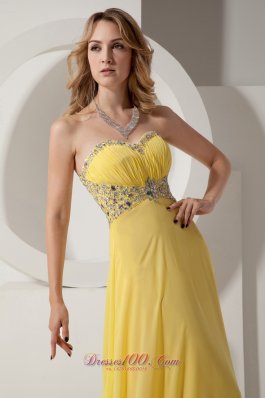 Beading Yellow Prom Dress Sweetheart Chiffon