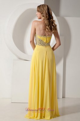 Beading Yellow Prom Dress Sweetheart Chiffon