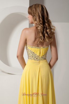 Beading Yellow Prom Dress Sweetheart Chiffon