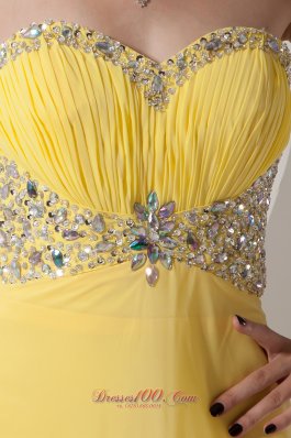 Beading Yellow Prom Dress Sweetheart Chiffon