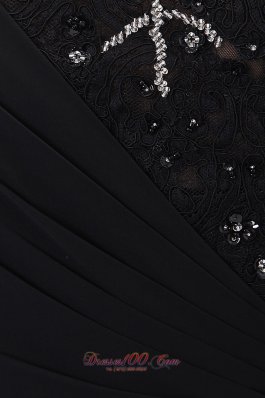 Bateau Beading Black Prom Evening Dress Taffeta