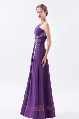 Sheath High Split One Shoulder Prom Gown Beaded