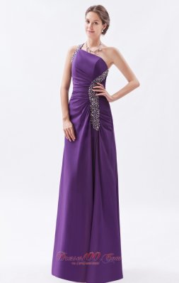 Sheath High Split One Shoulder Prom Gown Beaded