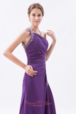 Sheath High Split One Shoulder Prom Gown Beaded