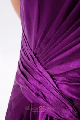 Asymmetrical Evening Dress Eggplant Purple Ruched