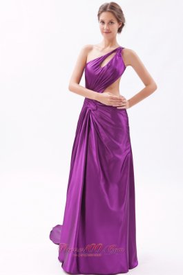 Asymmetrical Evening Dress Eggplant Purple Ruched