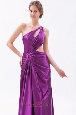 Asymmetrical Evening Dress Eggplant Purple Ruched