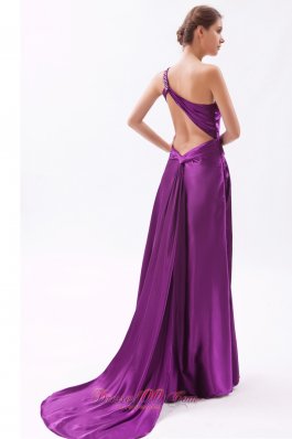 Asymmetrical Evening Dress Eggplant Purple Ruched