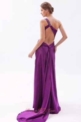 Asymmetrical Evening Dress Eggplant Purple Ruched