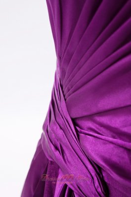 Asymmetrical Evening Dress Eggplant Purple Ruched