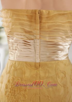 Rolling Flowers Gold Organza Lace Graduation Dress