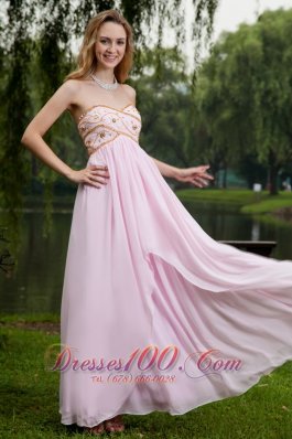 Pink Chiffon Beading Sweetheart Prom Dress