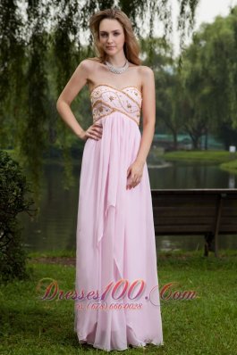 Pink Chiffon Beading Sweetheart Prom Dress