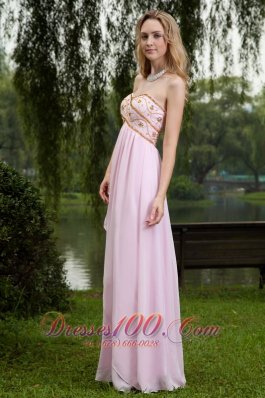 Pink Chiffon Beading Sweetheart Prom Dress