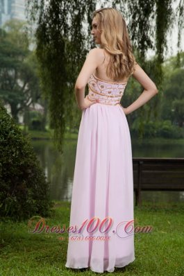 Pink Chiffon Beading Sweetheart Prom Dress