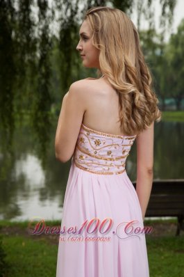 Pink Chiffon Beading Sweetheart Prom Dress