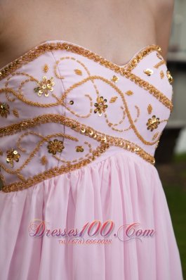 Pink Chiffon Beading Sweetheart Prom Dress