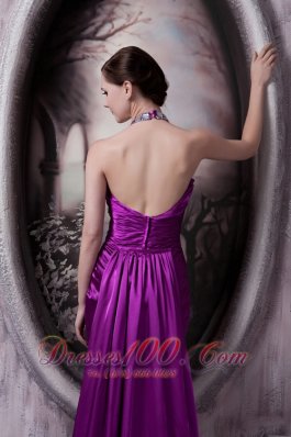 Affordable Eggplant Purple Evening Dress Column Halter