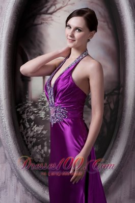 Affordable Eggplant Purple Evening Dress Column Halter