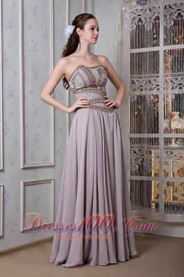 Empire Prom Dress Strapless Chiffon Beading Floor-length