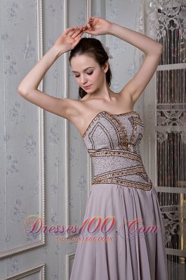 Empire Prom Dress Strapless Chiffon Beading Floor-length