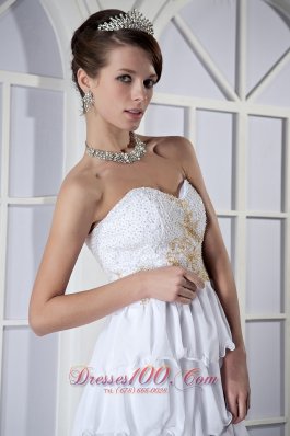 High-low White Ruffled Chiffon Beading Prom Dress