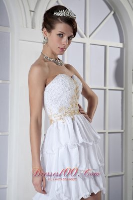 High-low White Ruffled Chiffon Beading Prom Dress