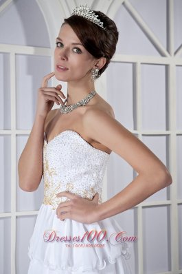 High-low White Ruffled Chiffon Beading Prom Dress