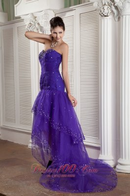 High-low Purple Mermaid Layered Prom Dress Beading