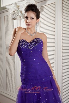 High-low Purple Mermaid Layered Prom Dress Beading