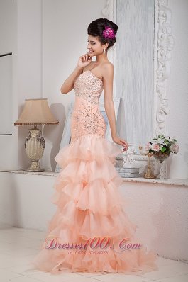 Asymmetrical Mermaid Prom Dress Organza Beading Floor-length