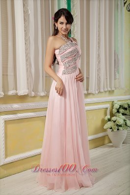 Pink Beading 17 Prom Dress Chiffon Floor-length