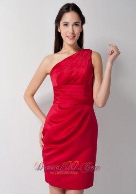 Column One Shoulder Ruch Bridesmaid Dress Mini