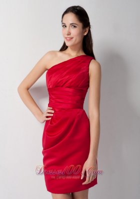 Column One Shoulder Ruch Bridesmaid Dress Mini