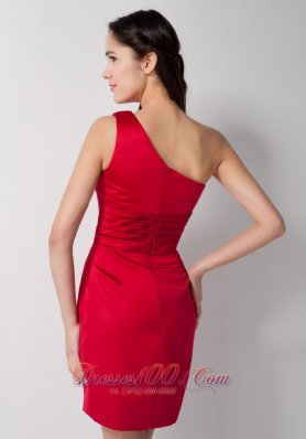 Column One Shoulder Ruch Bridesmaid Dress Mini