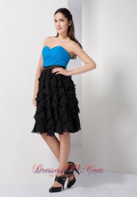 Sky Blue and Black Prom Cocktail Dress Pieces Ruffles