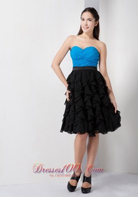 Sky Blue and Black Prom Cocktail Dress Pieces Ruffles