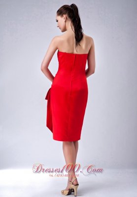 Red Sheath Bridesmaid Dress Ruch Knee-length