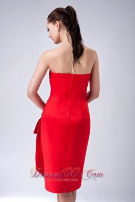 Red Sheath Bridesmaid Dress Ruch Knee-length